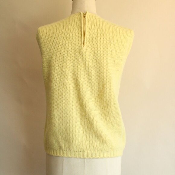 Vintage 1960s Sweater Vest, Classic Creations Yellow Knit, Zipper Back - Picture 10 of 10